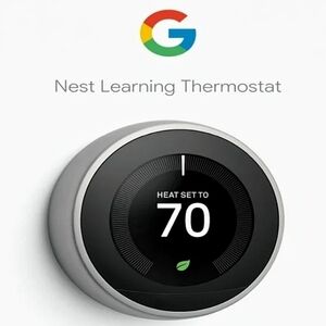 New Google Nest 3rd Generation Learning Thermostat T3007ES Stainless Steel